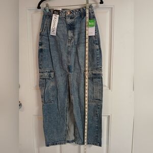 "LOWEST PRICE" BRAND NEW Love, Fire denim maxi cargo skirt